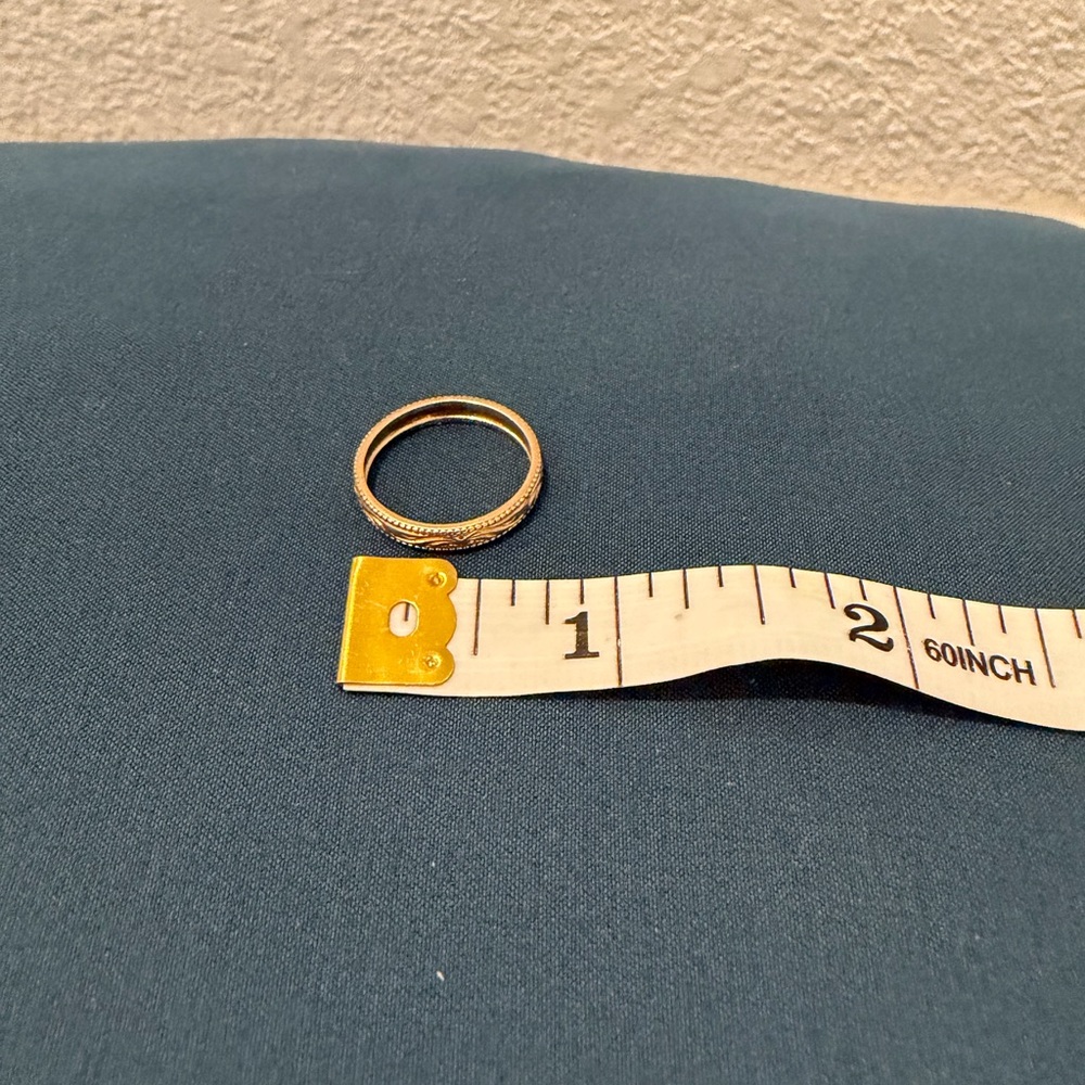 Local Eclectic Solid Gold Filigree Ring, Size 6.5 - image 6